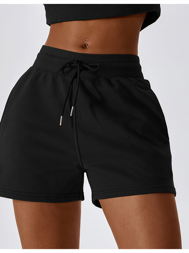 Drawstring Smocked Waist Sports Shorts