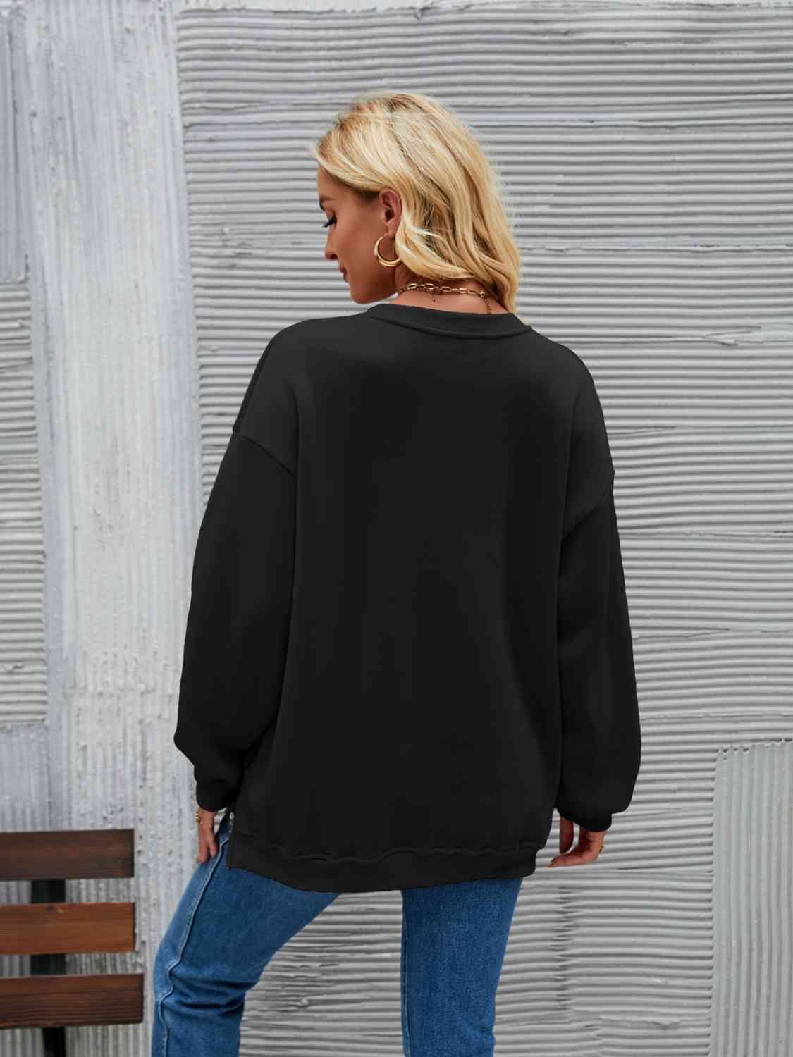 Round Neck Drop Shoulder Sweatshirt