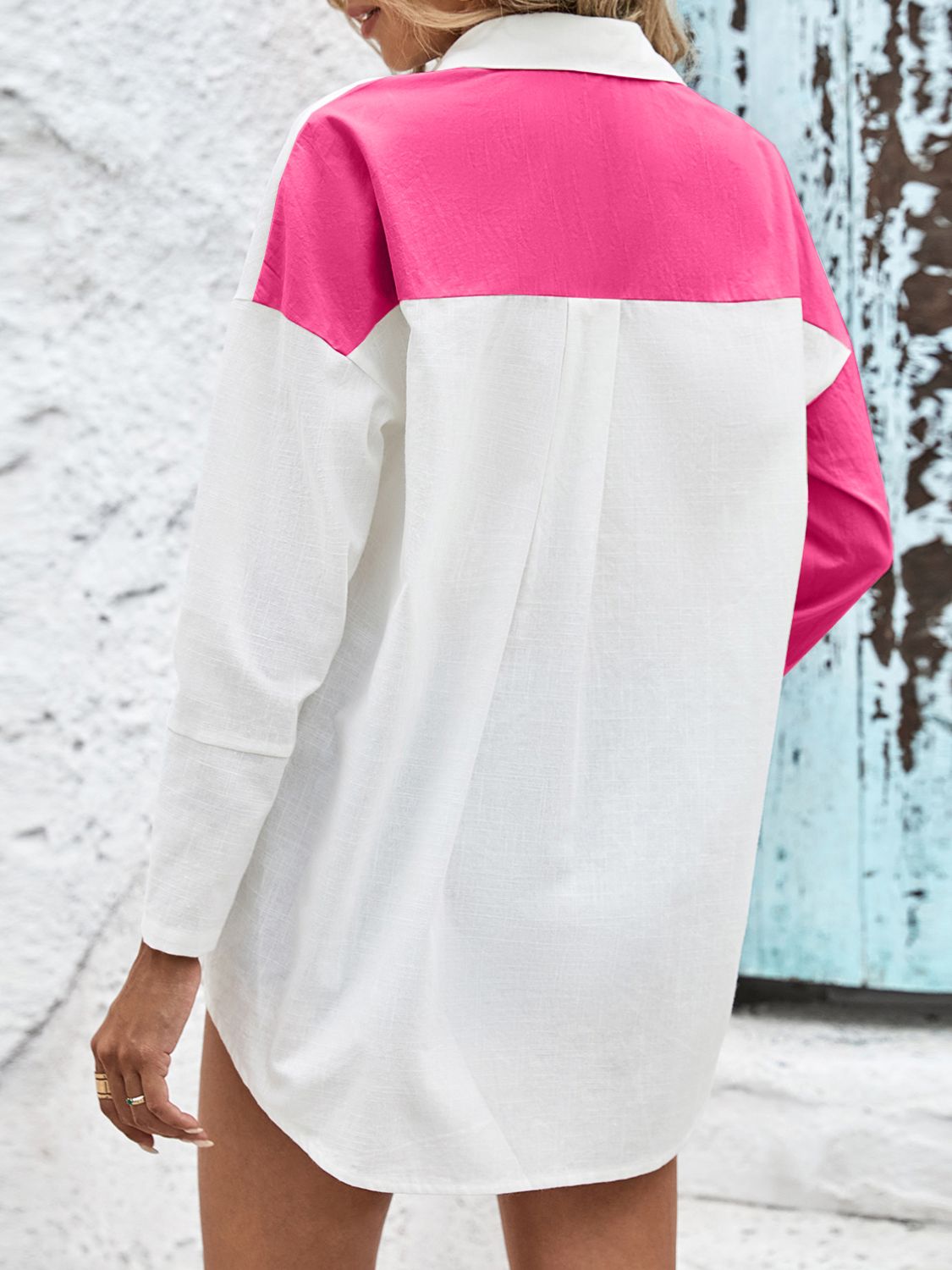 Two-Tone Contrast Drop Shoulder Shirt