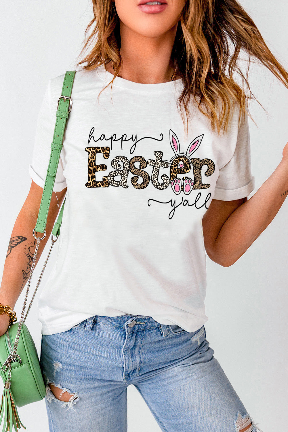 HAPPY EASTER Y'ALL Graphic Round Neck Tee