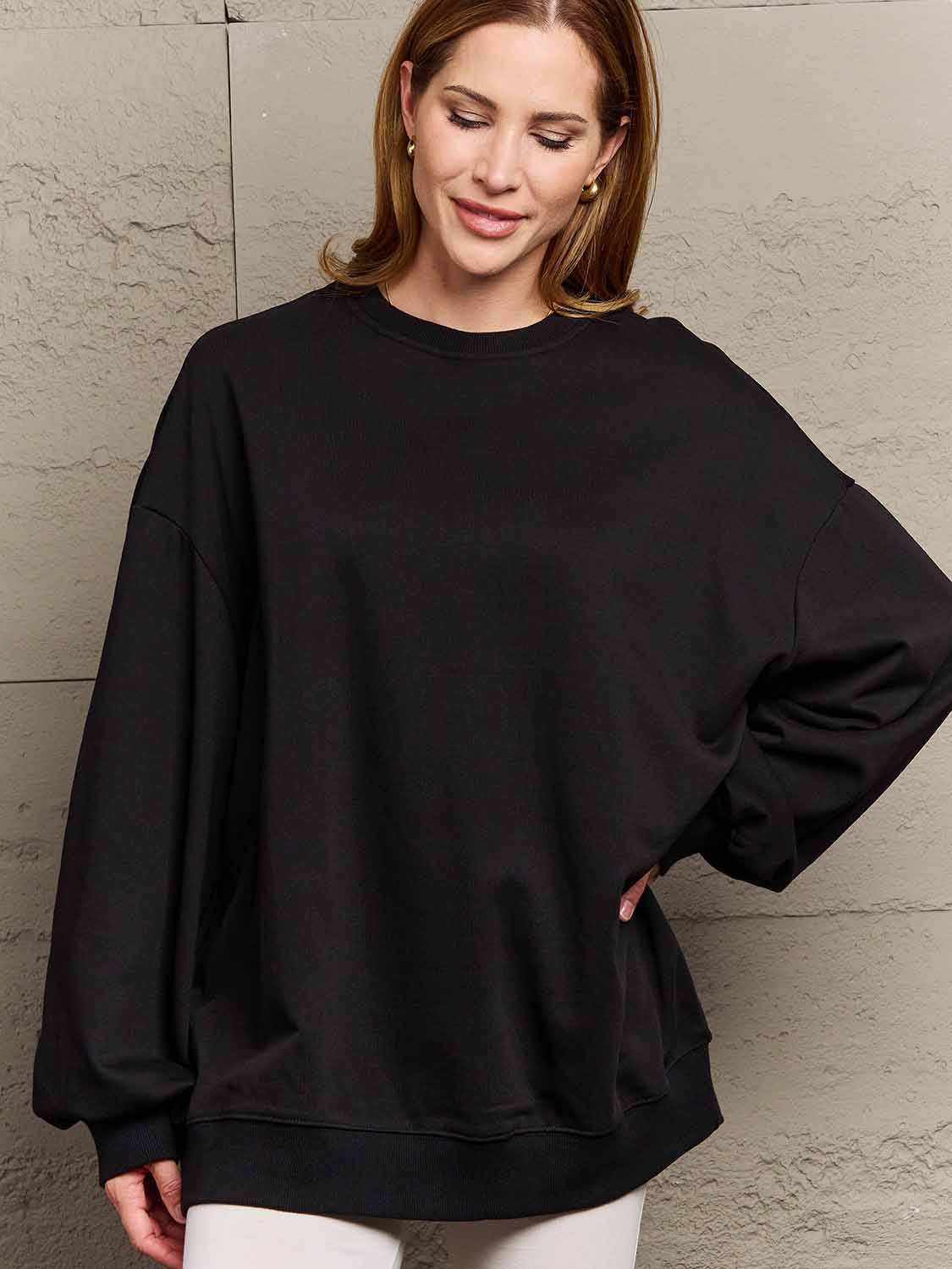 Simply Love Full Size Dropped Shoulder Sweatshirt