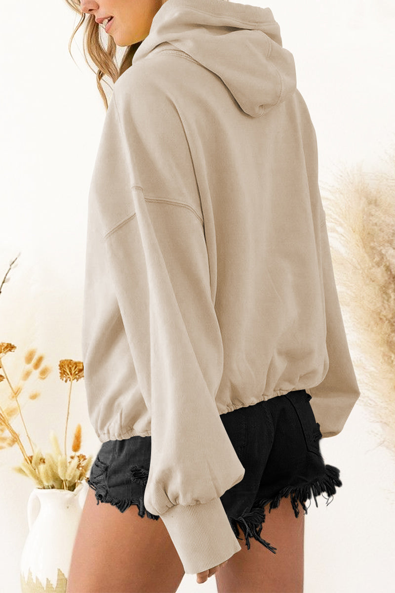 Zip-Up Dropped Shoulder Hoodie