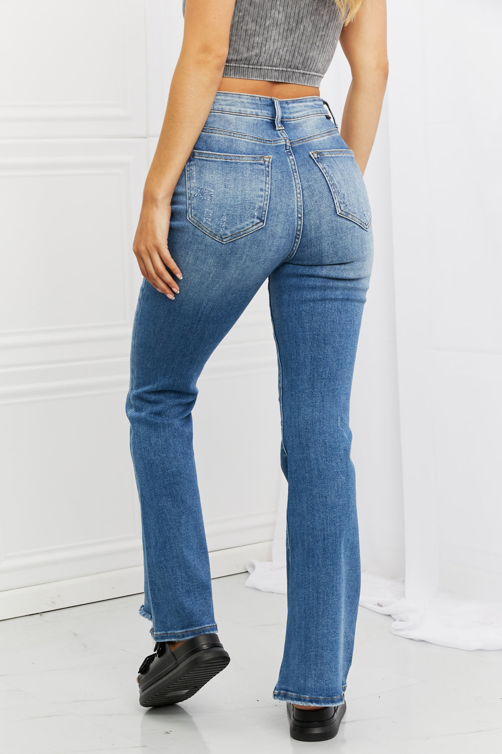 RISEN Full Size Iris High Waisted Flare Jeans