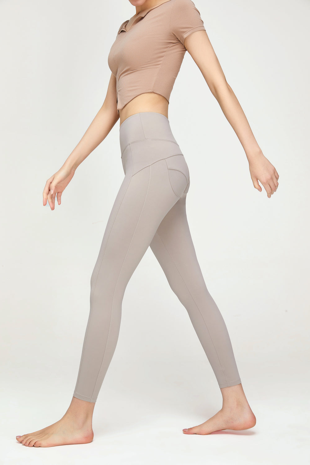 Seam Detail Wide Waistband Sports Leggings