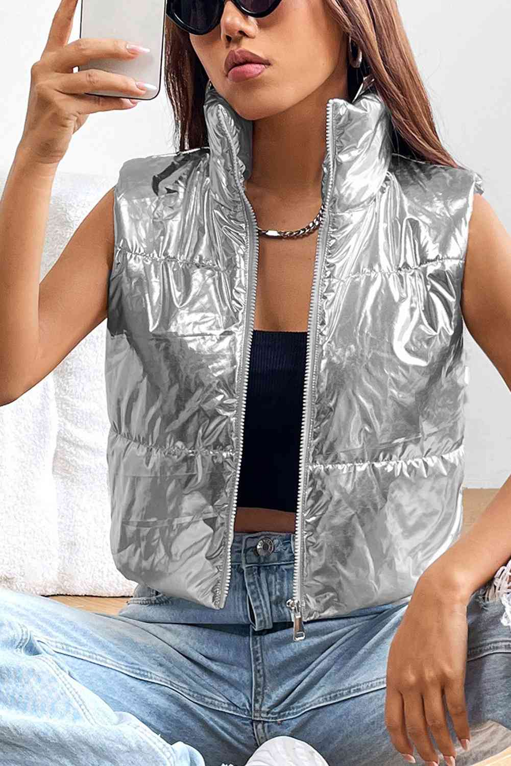 Zip-Up Turtleneck Vest