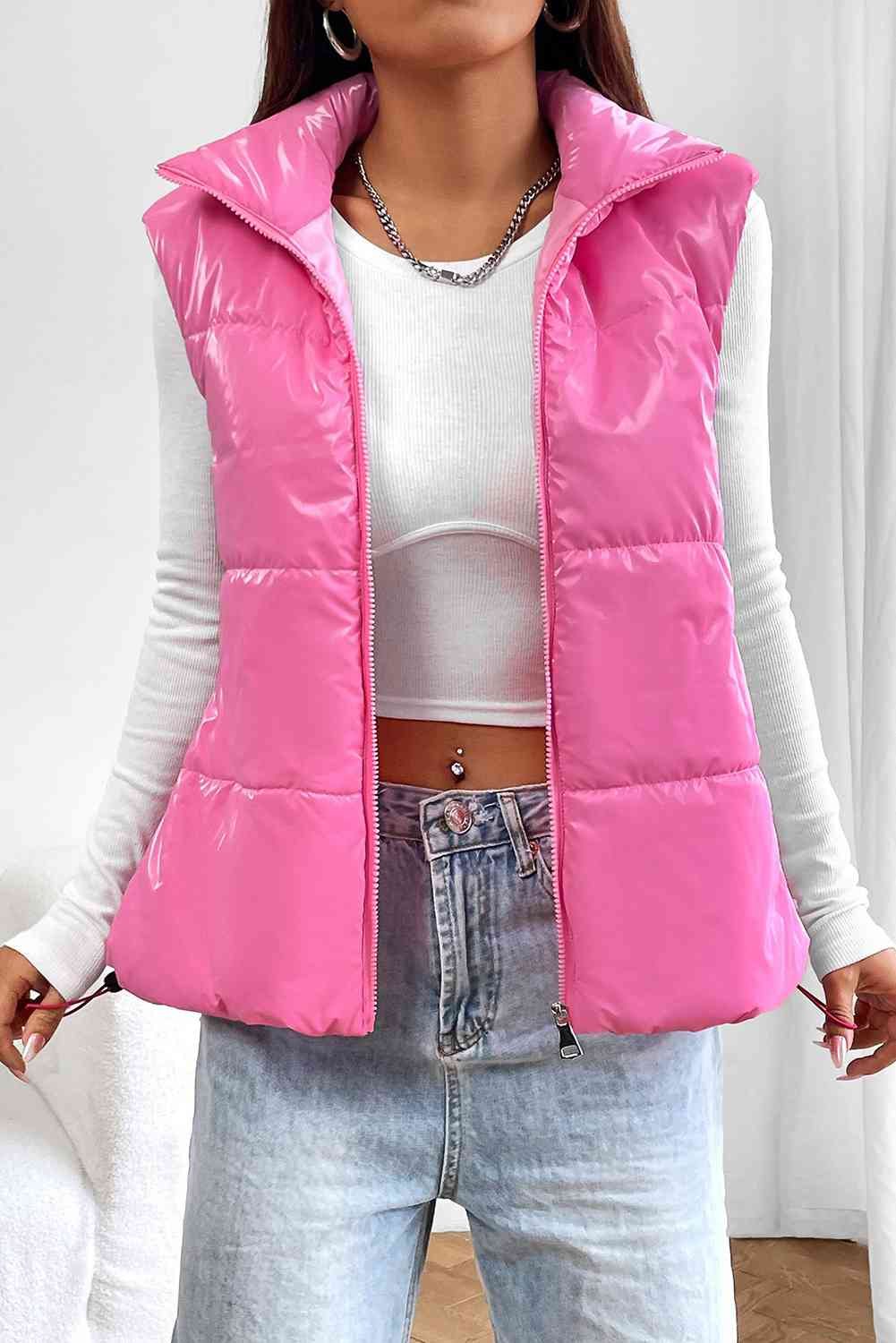 Zip Up Collared Vest