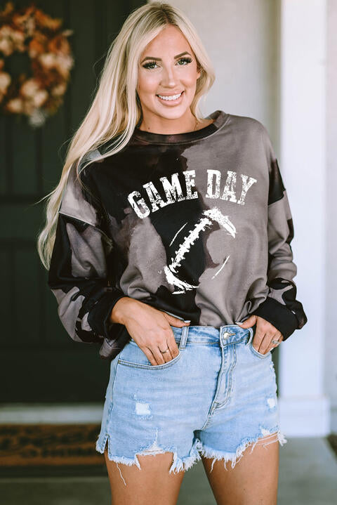 GAME DAY Graphic Tie-dye Sweatshirt