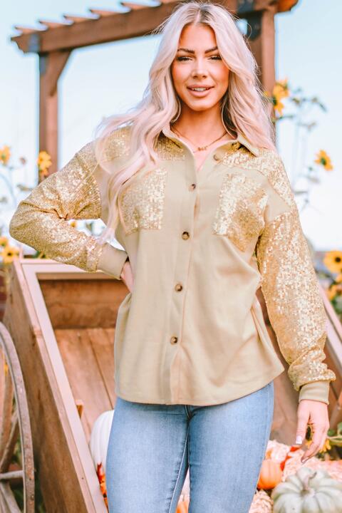 Sequin Long Sleeve Shirt